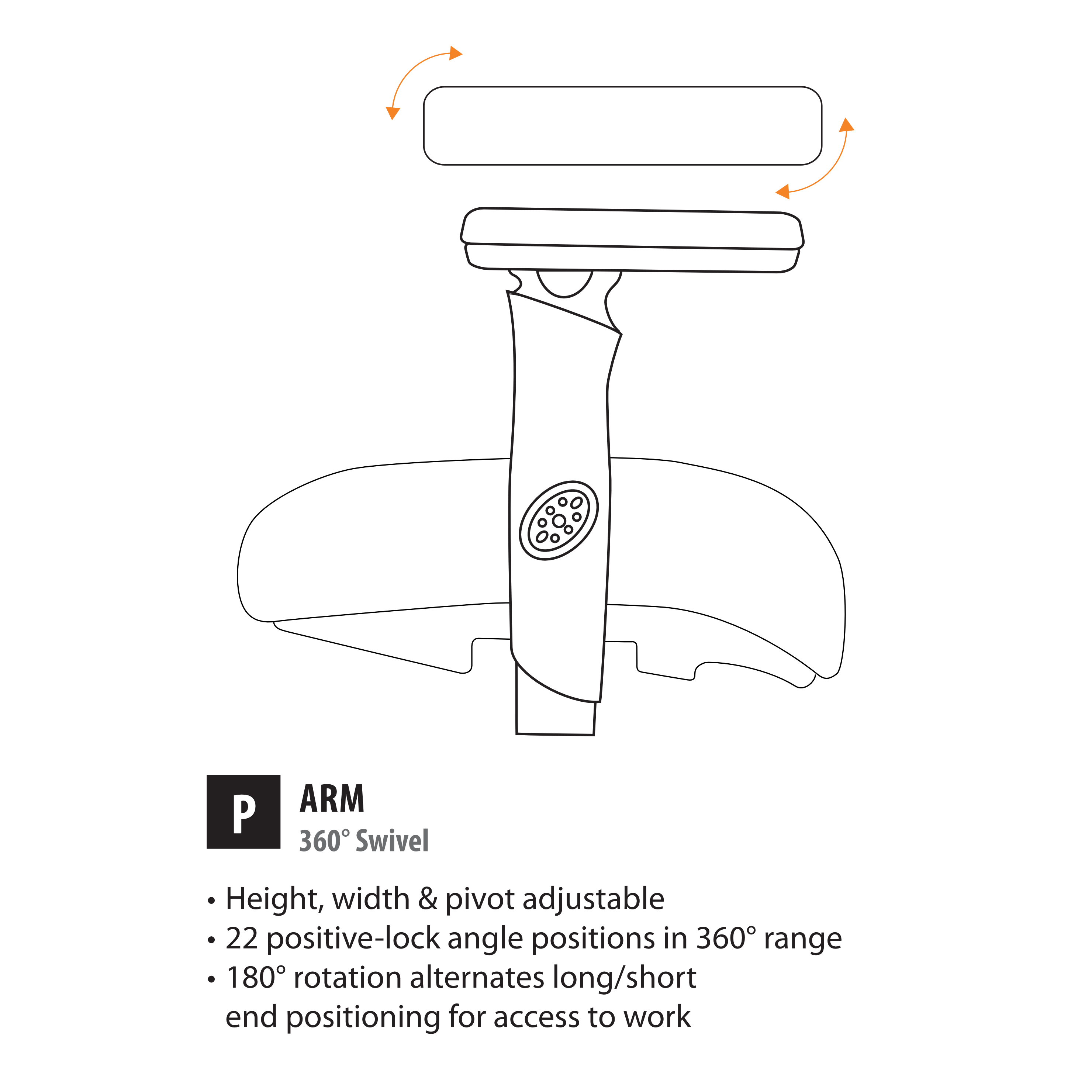 P - 360 degree Swivel Arms
